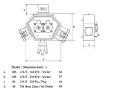 SU Удлинитель силовой морозостойкий влагозащищенный с колодкой на 3 розетки IP44 380В 32A размеры